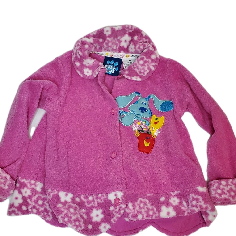 Vintage 90s Blues Clues Embroidered Fleece Jacket Kids 2t Purple‎ Pink Girls